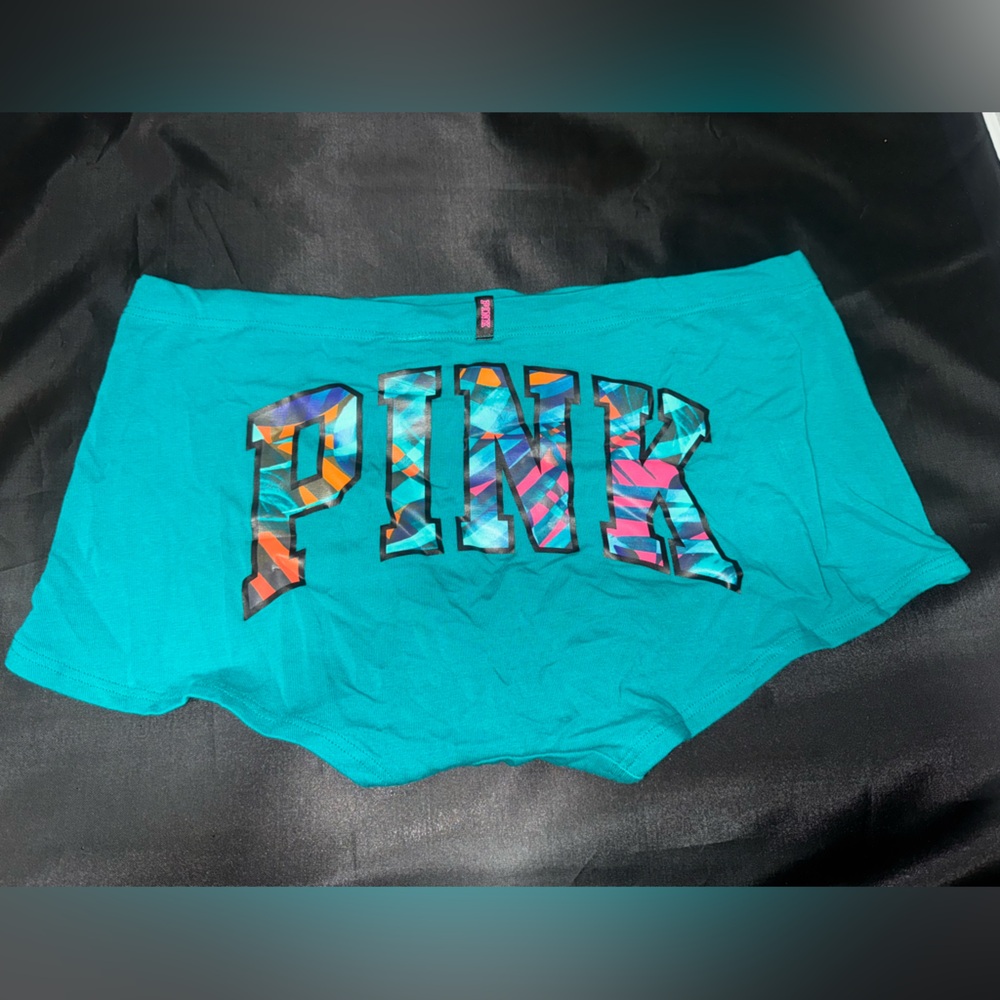 Victoria secret PINK teal  large logo seamless boy short panties. New with tag